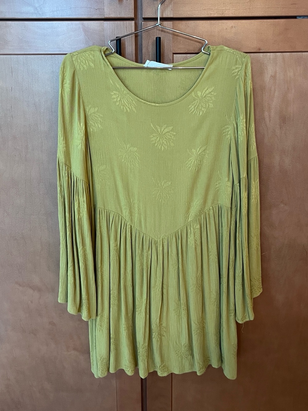 Yellow Gold Bell Sleeve Swing Mini Dress